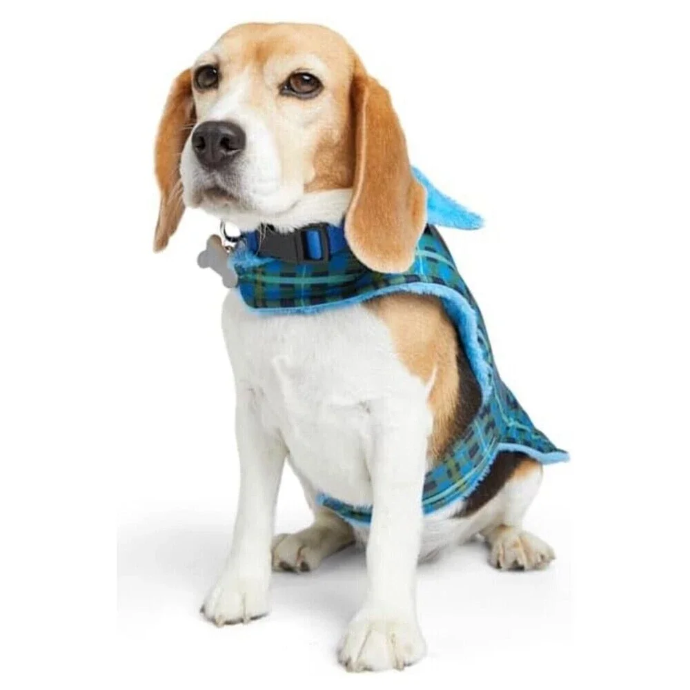Youly Dog Puffer Reversible Coat Plaid Lined Fits 22